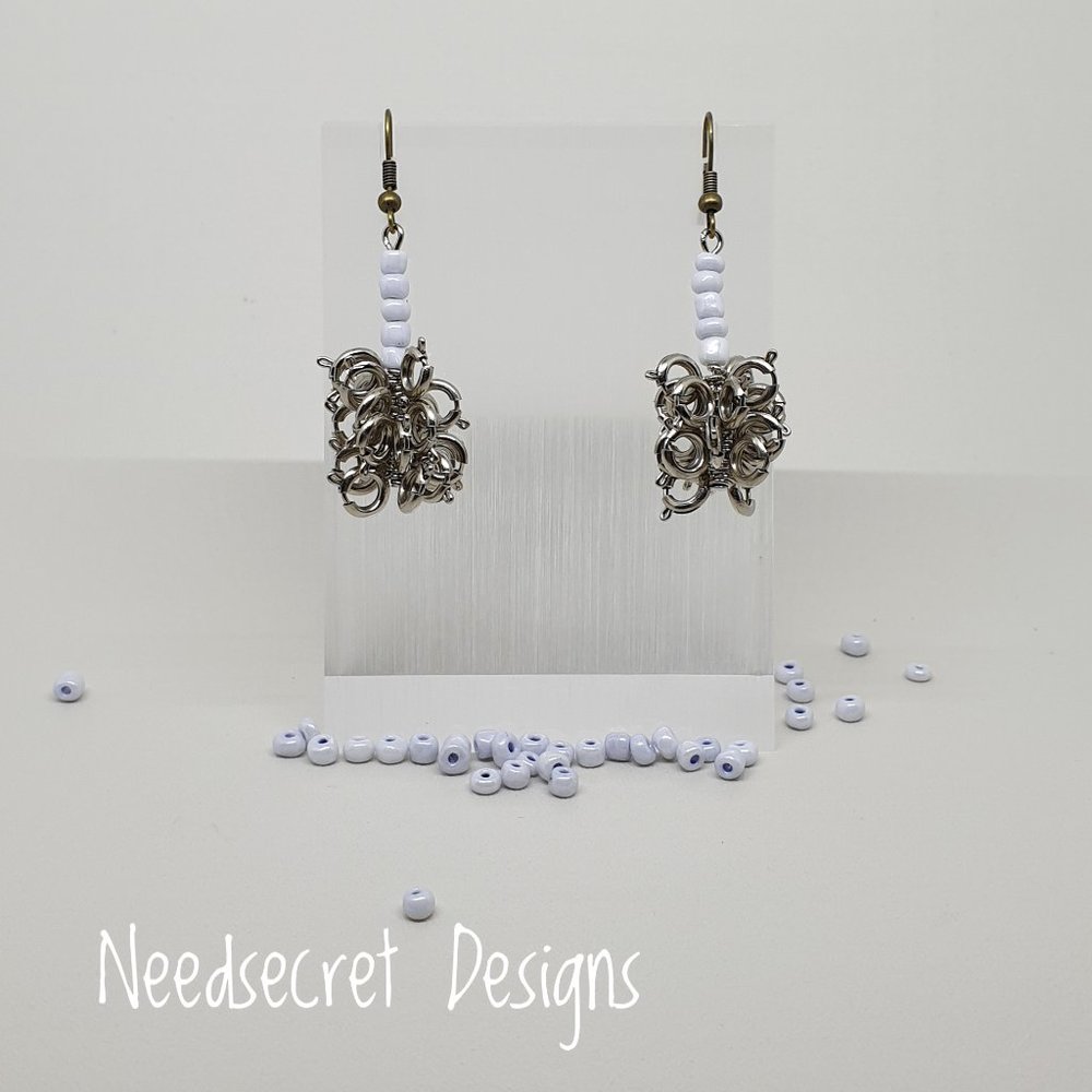 White Beaded Style Hippie Drop Earring